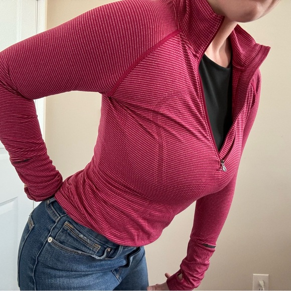 Lululemon Run Swiftly Tech 1/2 Zip Pullover Tonka Stripe Bumble Berry Heathered - Picture 3 of 4